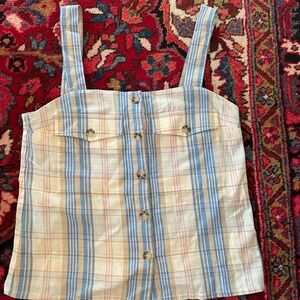 Sezane Plaid Cotton/Linen Samuel Tank Size 40, Medium